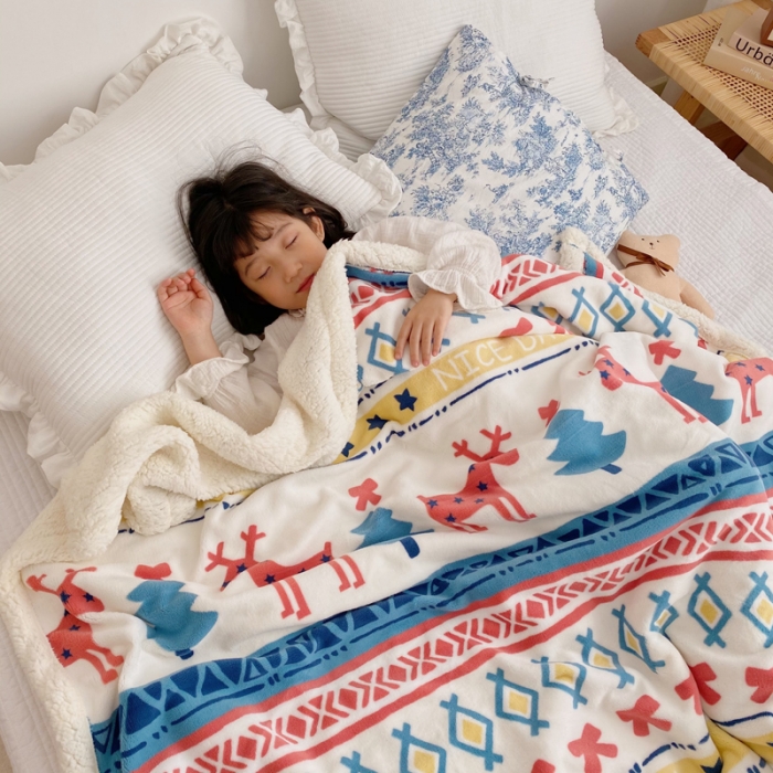 91家纺网 家纺一手货源 找家纺 萝莉家纺 2021新款多功能羊羔绒被套毯 杰西