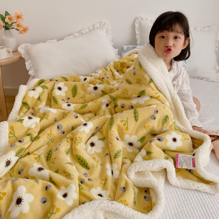 91家纺网 家纺一手货源 找家纺 萝莉家纺 2021新款多功能羊羔绒被套毯 洛克黄