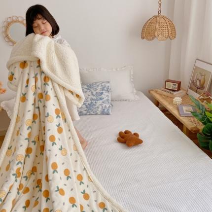 萝莉家纺 2021新款多功能羊羔绒被套毯 小橘子