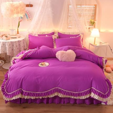 91家纺网 家纺一手货源 找家纺 （总）芭比蔓 2024新款韩版磨毛花边四件套