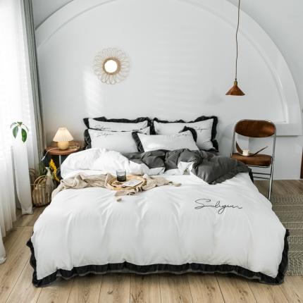 91家纺网 家纺一手货源 找家纺 （总）金麦家纺 2020新款愫棉刺绣蕾丝花边四件套