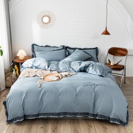 91家纺网 家纺一手货源 找家纺 （总）金麦家纺 2020新款愫棉刺绣蕾丝花边四件套