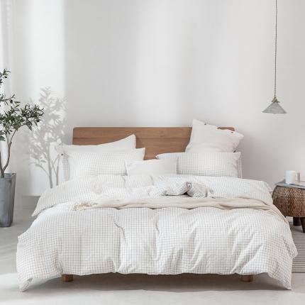 91家纺网 家纺一手货源 找家纺 （总）棉邦 2020新款全棉色织水洗棉四件套日式简约系列