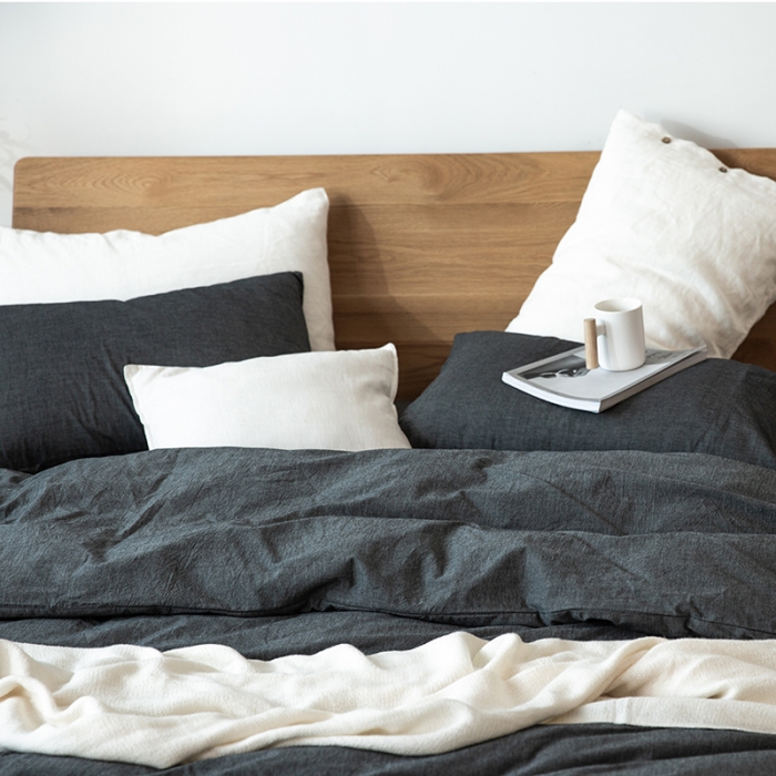 91家纺网 家纺一手货源 找家纺 （总）棉邦 2020新款全棉色织水洗棉四件套日式简约系列