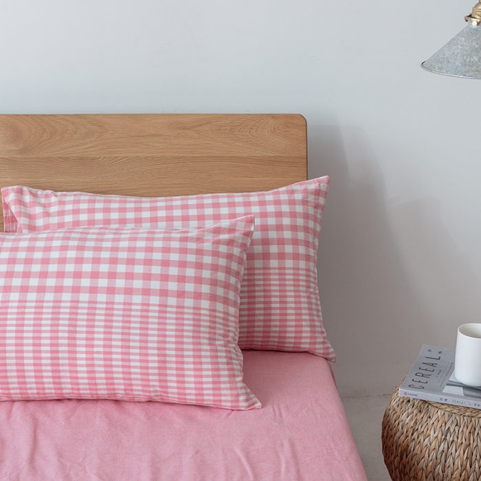 91家纺网 家纺一手货源 找家纺 棉邦 2020新款全棉色织水洗棉四件套日式简约系列 渐变粉