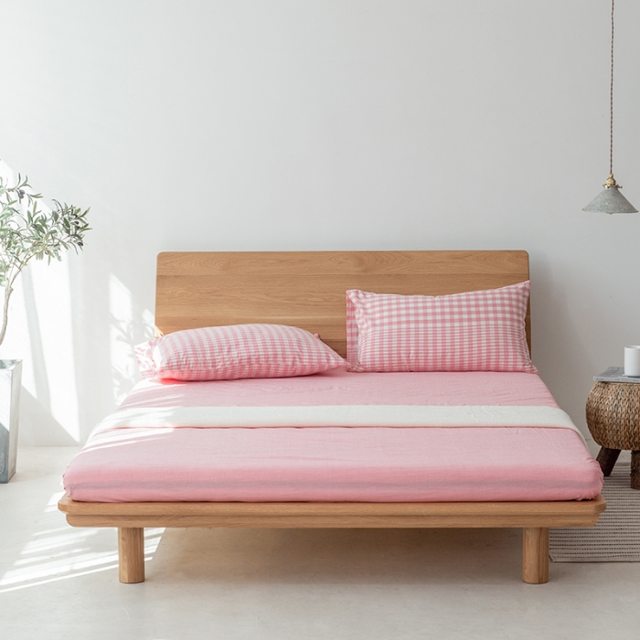 91家纺网 家纺一手货源 找家纺 棉邦 2020新款全棉色织水洗棉四件套日式简约系列 渐变粉