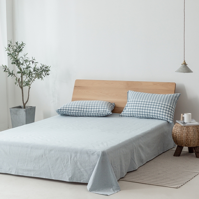 91家纺网 家纺一手货源 找家纺 棉邦 2020新款全棉色织水洗棉四件套日式简约系列 渐变蓝