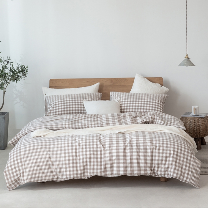 91家纺网 家纺一手货源 找家纺 棉邦 2020新款全棉色织水洗棉四件套日式简约系列 渐变米