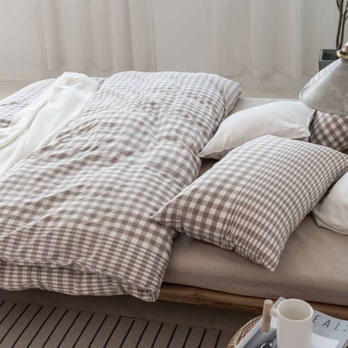 91家纺网 家纺一手货源 找家纺 棉邦 2020新款全棉色织水洗棉四件套日式简约系列 渐变米