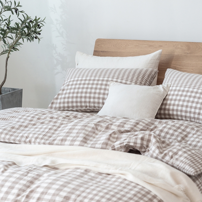 91家纺网 家纺一手货源 找家纺 棉邦 2020新款全棉色织水洗棉四件套日式简约系列 渐变米