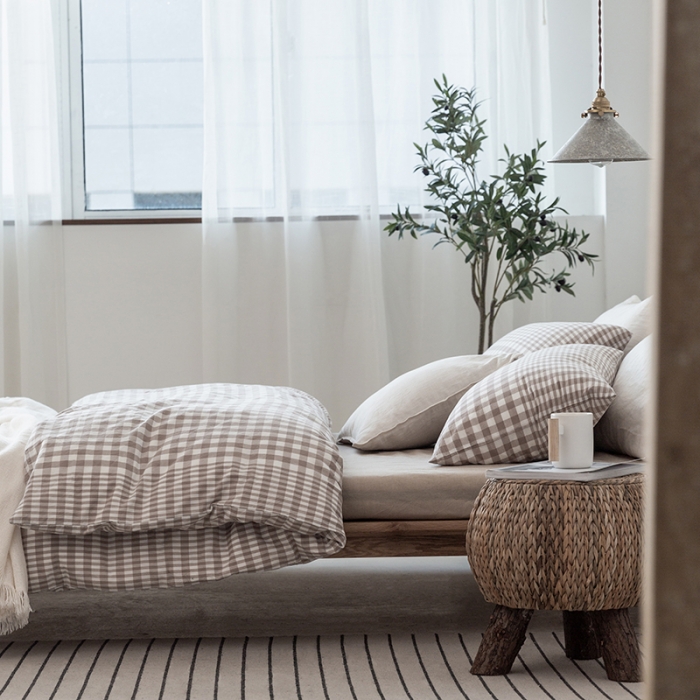 91家纺网 家纺一手货源 找家纺 棉邦 2020新款全棉色织水洗棉四件套日式简约系列 渐变米