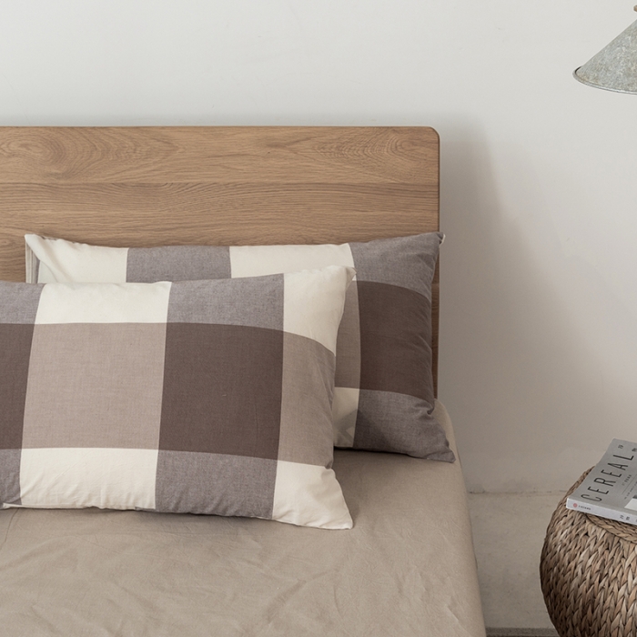 91家纺网 家纺一手货源 找家纺 棉邦 2020新款全棉色织水洗棉四件套日式简约系列 咖大格