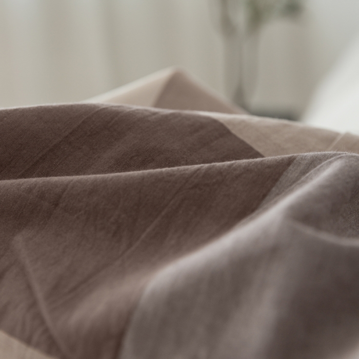 91家纺网 家纺一手货源 找家纺 棉邦 2020新款全棉色织水洗棉四件套日式简约系列 咖大格