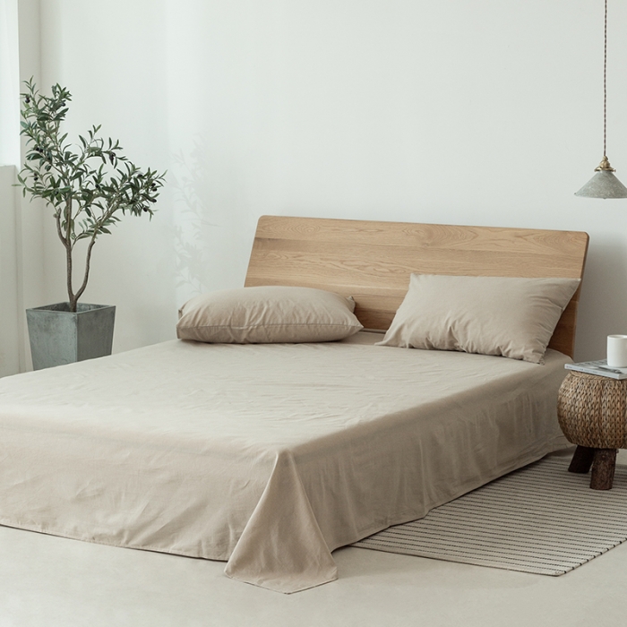 91家纺网 家纺一手货源 找家纺 棉邦 2020新款全棉色织水洗棉四件套日式简约系列 卡其色