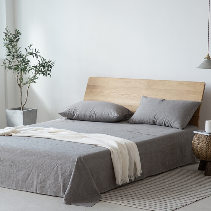 91家纺网 家纺一手货源 找家纺 棉邦 2020新款全棉色织水洗棉四件套日式简约系列 冷灰色