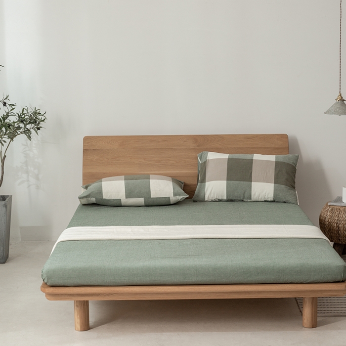 91家纺网 家纺一手货源 找家纺 棉邦 2020新款全棉色织水洗棉四件套日式简约系列 绿大格