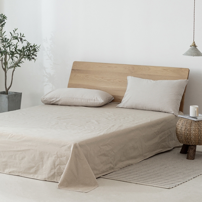 91家纺网 家纺一手货源 找家纺 棉邦 2020新款全棉色织水洗棉四件套日式简约系列 米细条