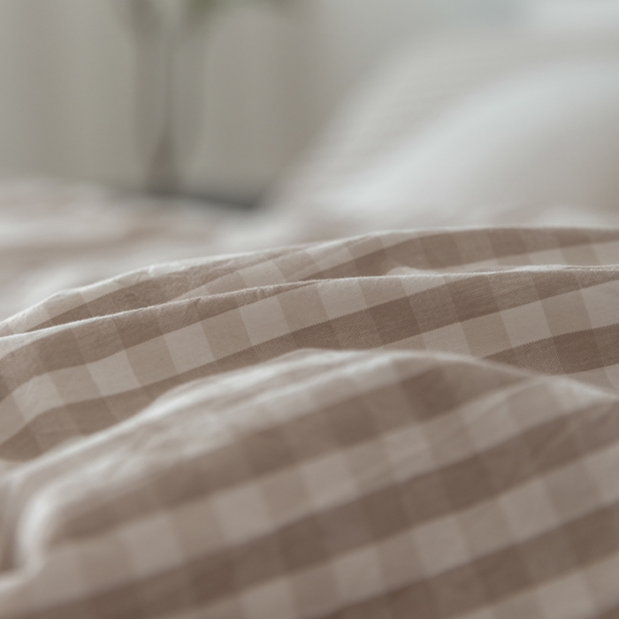 91家纺网 家纺一手货源 找家纺 棉邦 2020新款全棉色织水洗棉四件套日式简约系列 米小格