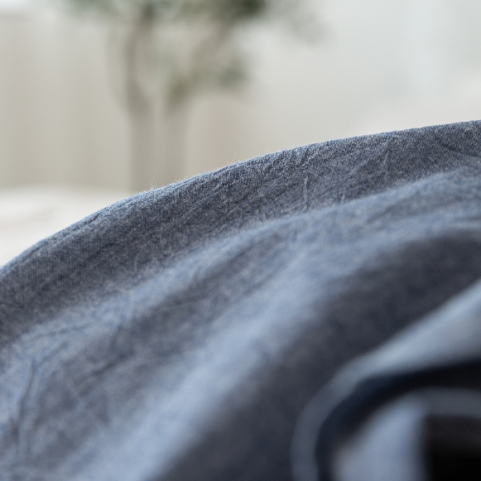 91家纺网 家纺一手货源 找家纺 棉邦 2020新款全棉色织水洗棉四件套日式简约系列 牛仔蓝