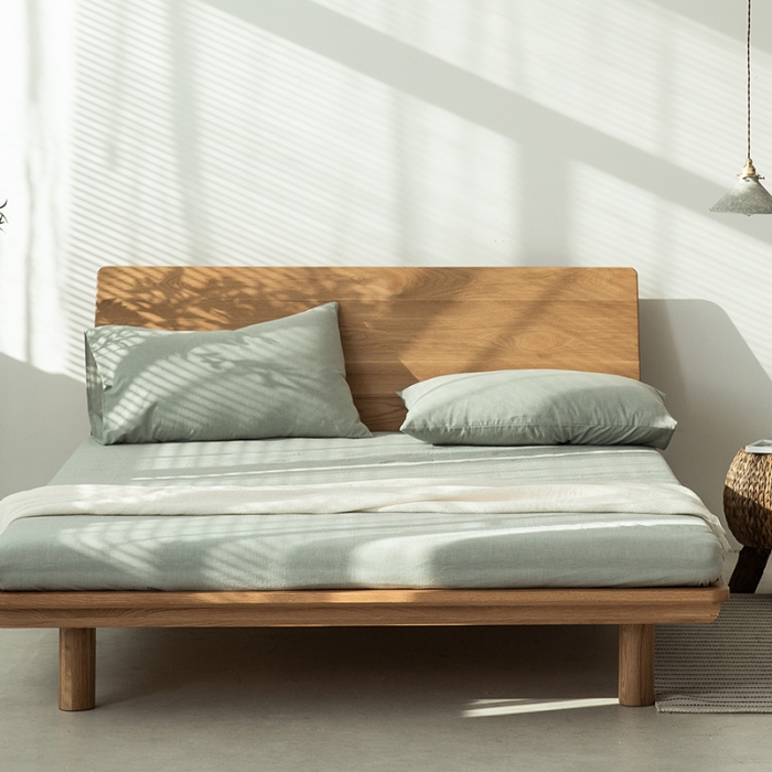 91家纺网 家纺一手货源 找家纺 棉邦 2020新款全棉色织水洗棉四件套日式简约系列 水绿