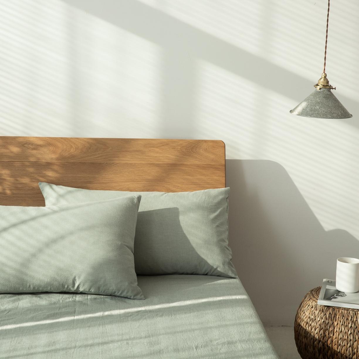 91家纺网 家纺一手货源 找家纺 棉邦 2020新款全棉色织水洗棉四件套日式简约系列 水绿