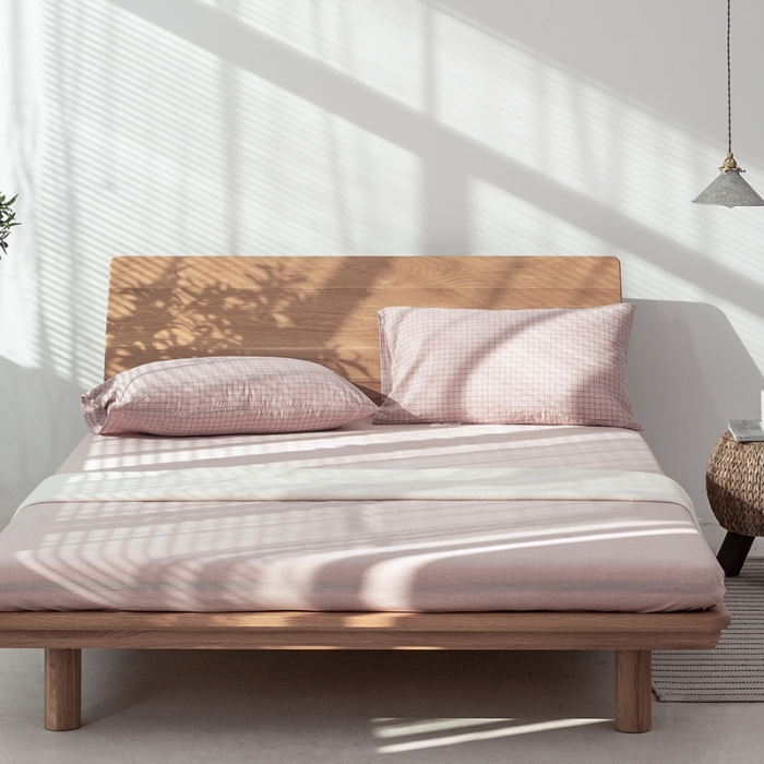 91家纺网 家纺一手货源 找家纺 棉邦 2020新款全棉色织水洗棉四件套日式简约系列 小粉格