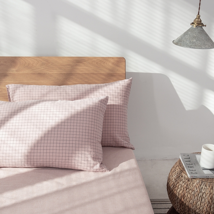 91家纺网 家纺一手货源 找家纺 棉邦 2020新款全棉色织水洗棉四件套日式简约系列 小粉格