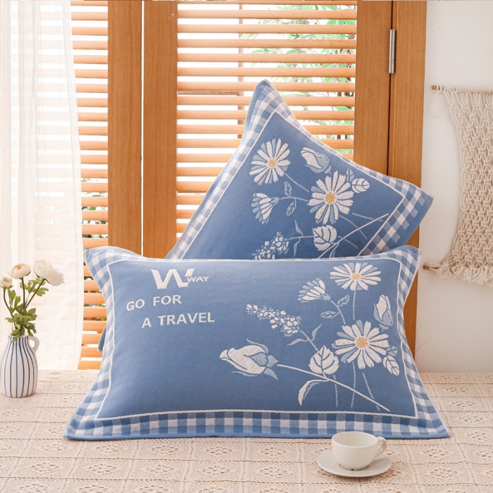 91家纺网 家纺一手货源 找家纺 朴尔 2020新款三层纱布枕巾 爱丽丝-兰