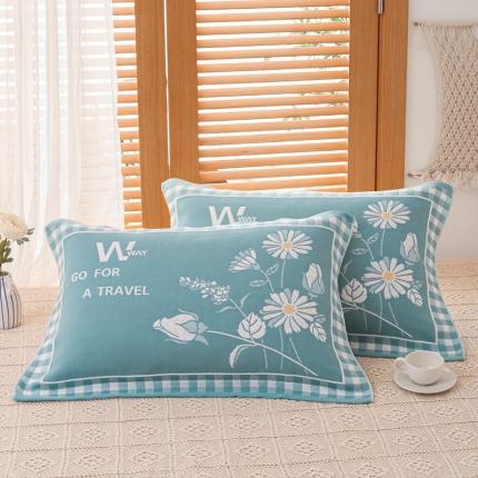 朴尔 2020新款三层纱布枕巾 爱丽丝-绿