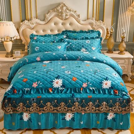 91家纺网 家纺一手货源 找家纺 （总）宜凡家纺 2021新款水晶绒夹棉绗缝被套床裙四件套