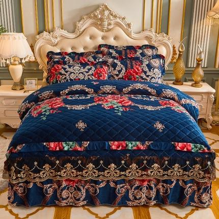 91家纺网 家纺一手货源 找家纺 （总）宜凡家纺 2021新款水晶绒夹棉绗缝被套床裙四件套