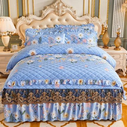 91家纺网 家纺一手货源 找家纺 （总）宜凡家纺 2021新款水晶绒夹棉绗缝被套床裙四件套