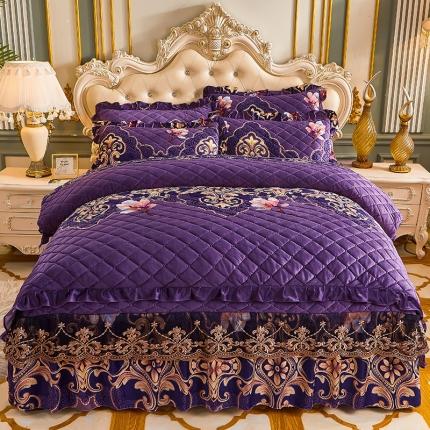 91家纺网 家纺一手货源 找家纺 （总）宜凡家纺 2021新款水晶绒夹棉绗缝被套床裙四件套