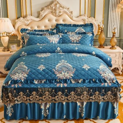 91家纺网 家纺一手货源 找家纺 （总）宜凡家纺 2021新款水晶绒夹棉绗缝被套床裙四件套