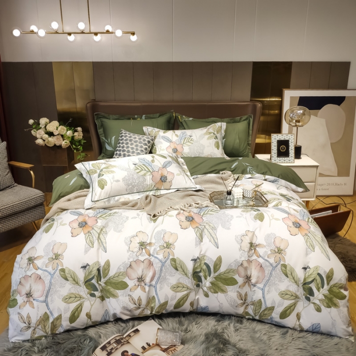 91家纺网 家纺一手货源 找家纺 由丽 新款精疏臻棉喷气全棉四件套“ 被套放预缩月韵白