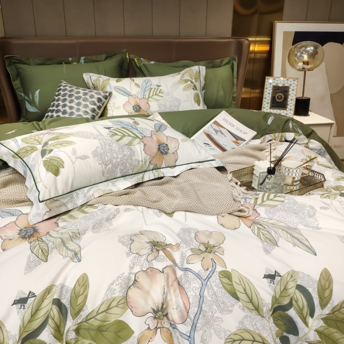 91家纺网 家纺一手货源 找家纺 由丽 新款精疏臻棉喷气全棉四件套“ 被套放预缩月韵白