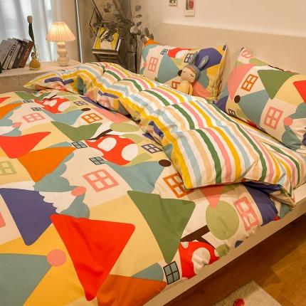 91家纺网 家纺一手货源 找家纺 （总）琪格格 2022新款全棉加厚磨毛四件套