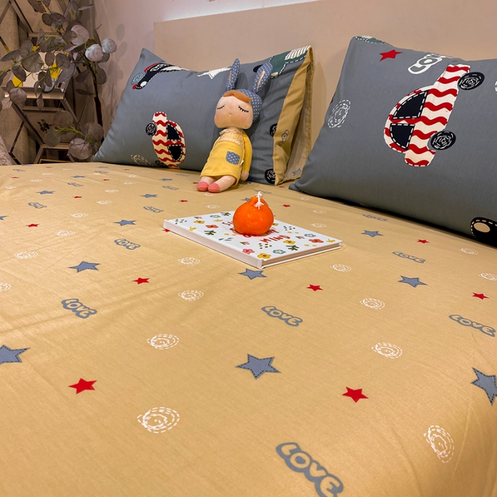 91家纺网 家纺一手货源 找家纺 琪格格 2022新款全棉加厚磨毛四件套 汽车总动员