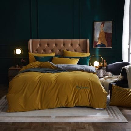 91家纺网 家纺一手货源 找家纺 玖玖爱 2020新款提花绒四件套 黄色