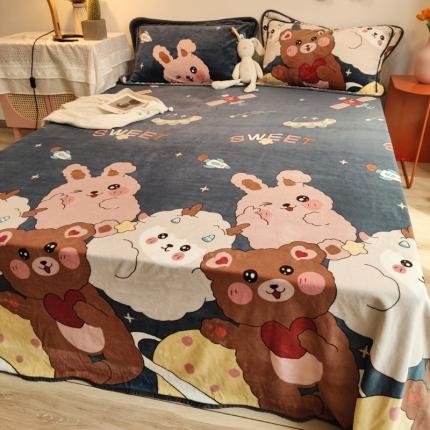 91家纺网 家纺一手货源 找家纺 琪格格 2020新款工艺款牛奶绒单品床单 星际萌宠