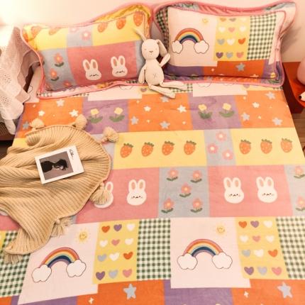 91家纺网 家纺一手货源 找家纺 琪格格 2020新款工艺款牛奶绒单品床单 彩虹梦