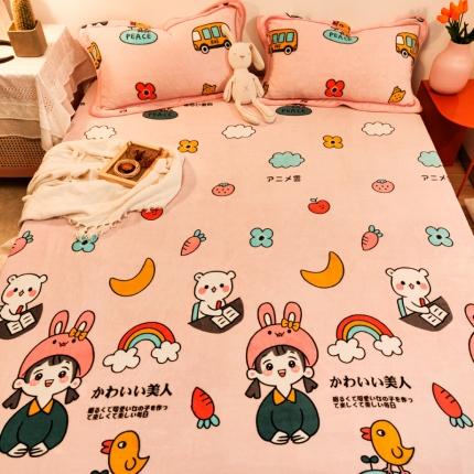 91家纺网 家纺一手货源 找家纺 琪格格 2020新款工艺款牛奶绒单品床单 仙本娜