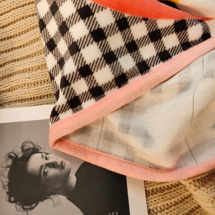 91家纺网 家纺一手货源 找家纺 琪格格 2020新款工艺款牛奶绒单品床单 格子彩虹