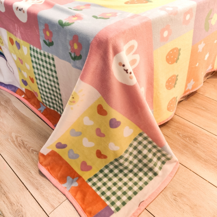 91家纺网 家纺一手货源 找家纺 琪格格 2020新款工艺款牛奶绒单品床单 彩虹梦