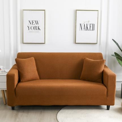 优美佳家纺 2020新款摇粒绒玉米粒沙发套 双人位-香桔橙