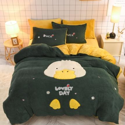 91家纺网 家纺一手货源 找家纺 （总）朗莎家纺 2020新款羊羔绒法兰绒四件套