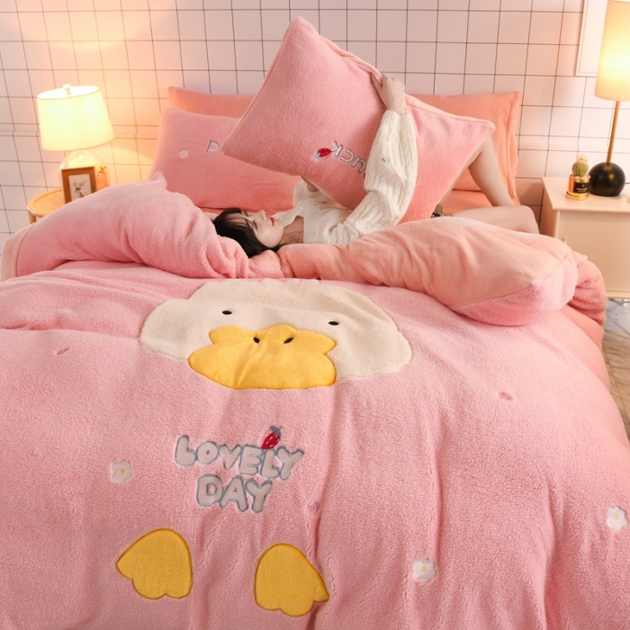 91家纺网 家纺一手货源 找家纺 （总）朗莎家纺 2020新款羊羔绒法兰绒四件套