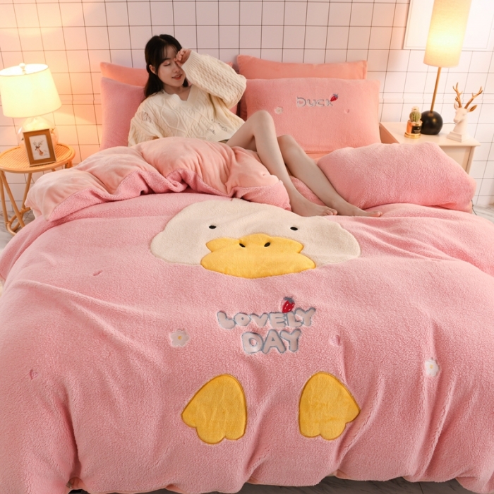 91家纺网 家纺一手货源 找家纺 （总）朗莎家纺 2020新款羊羔绒法兰绒四件套