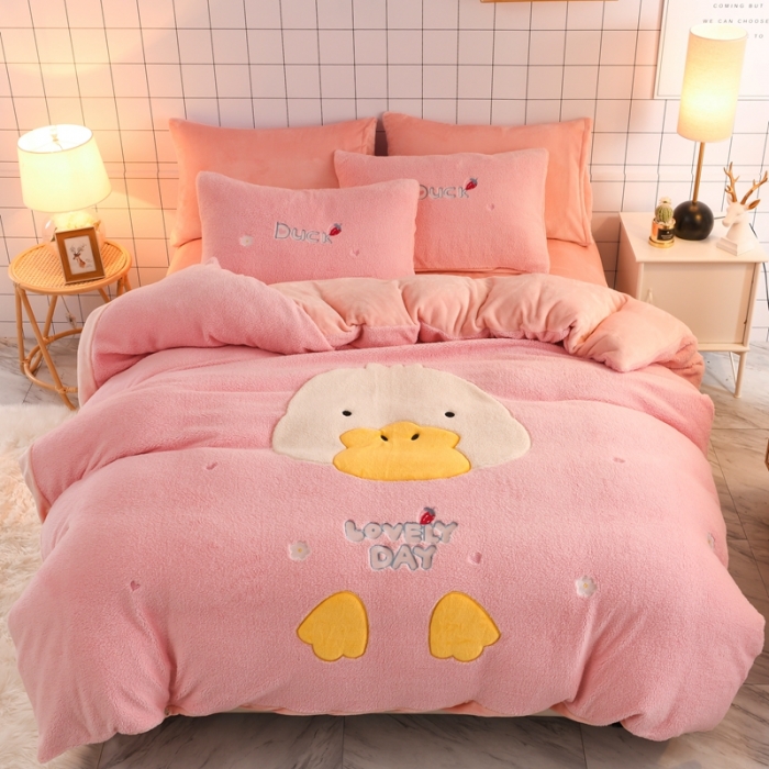 91家纺网 家纺一手货源 找家纺 （总）朗莎家纺 2020新款羊羔绒法兰绒四件套