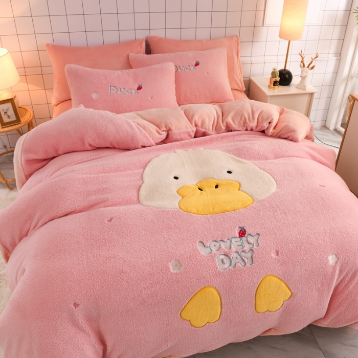 91家纺网 家纺一手货源 找家纺 （总）朗莎家纺 2020新款羊羔绒法兰绒四件套